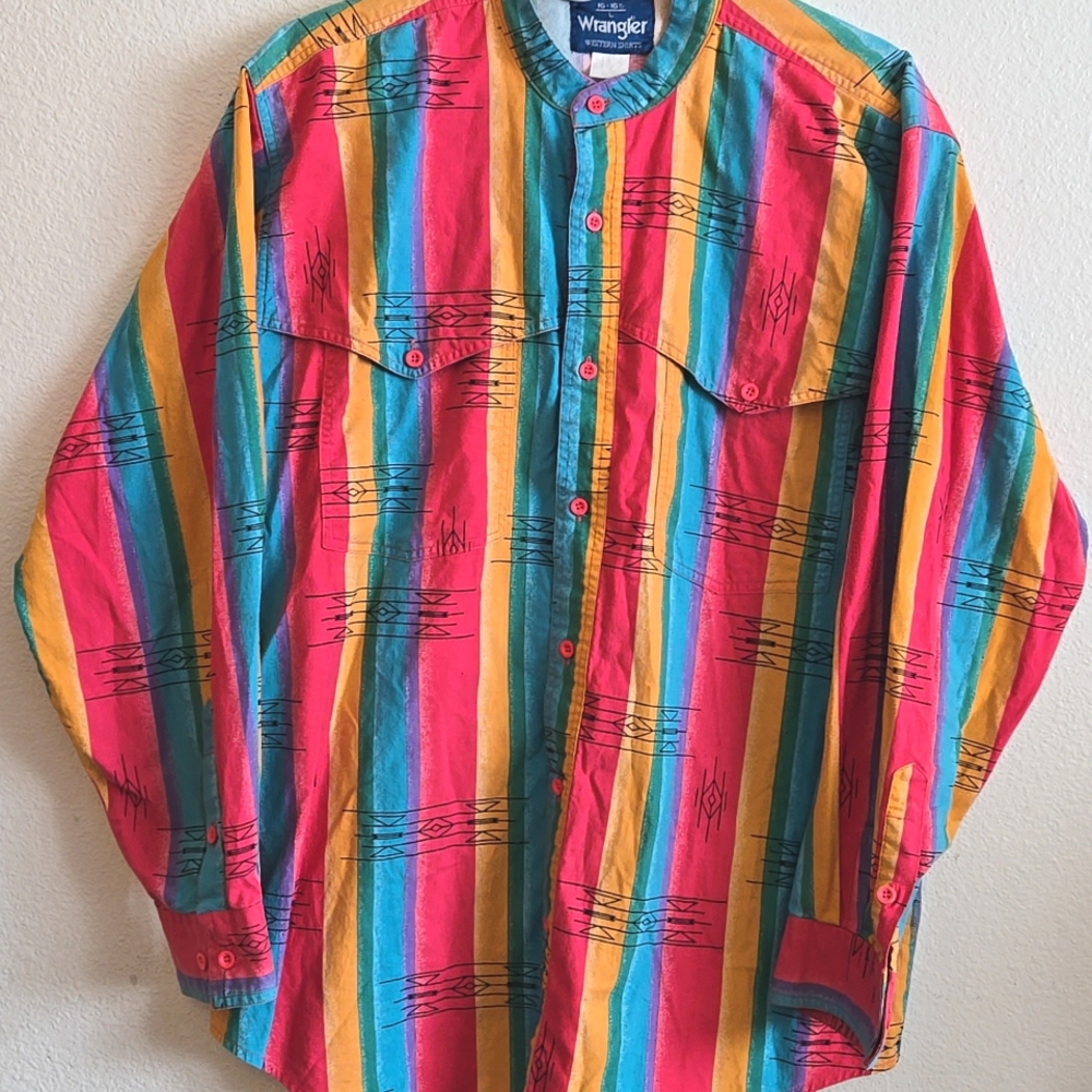 VTG Wrangler western rainbow button down